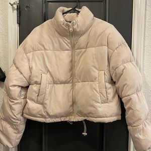 H&M Divided Tan Puffer Crop Jacket
